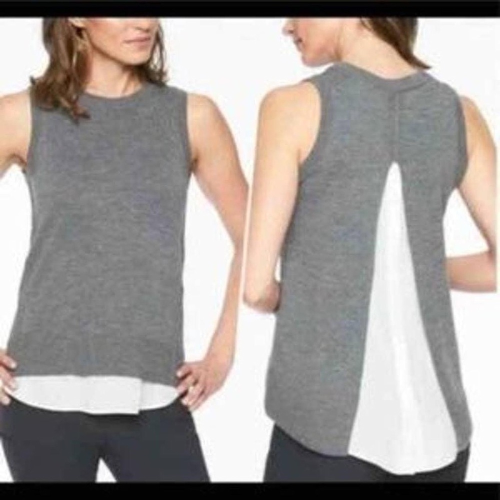 Athleta Gray and White Layered Blouse